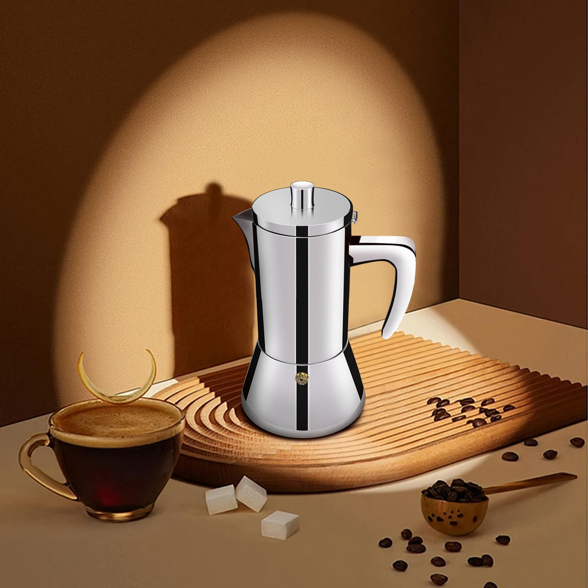 12 Cup 304 Stainless Steel Moka Pot Stovetop Espresso Maker 600ml F25126