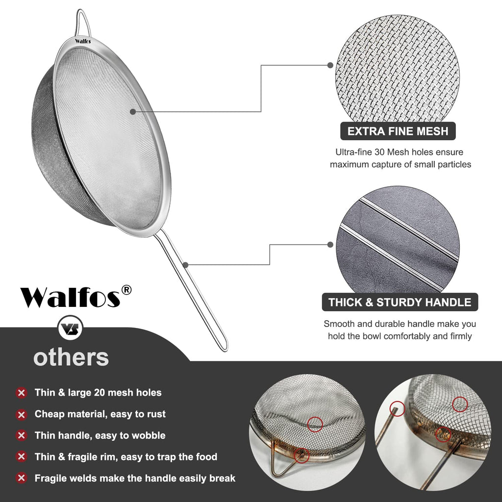 Large Fine Mesh Stainless Steel Strainer Set of 2 N6210