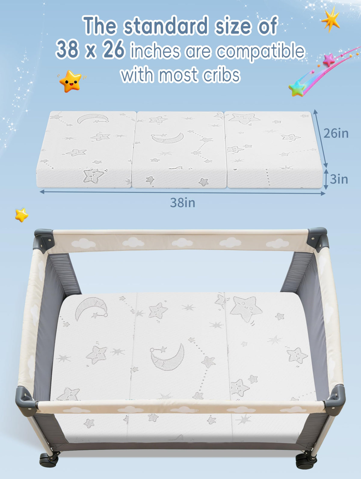 Portable Pack and Play Mattress with Washable Cover H36405