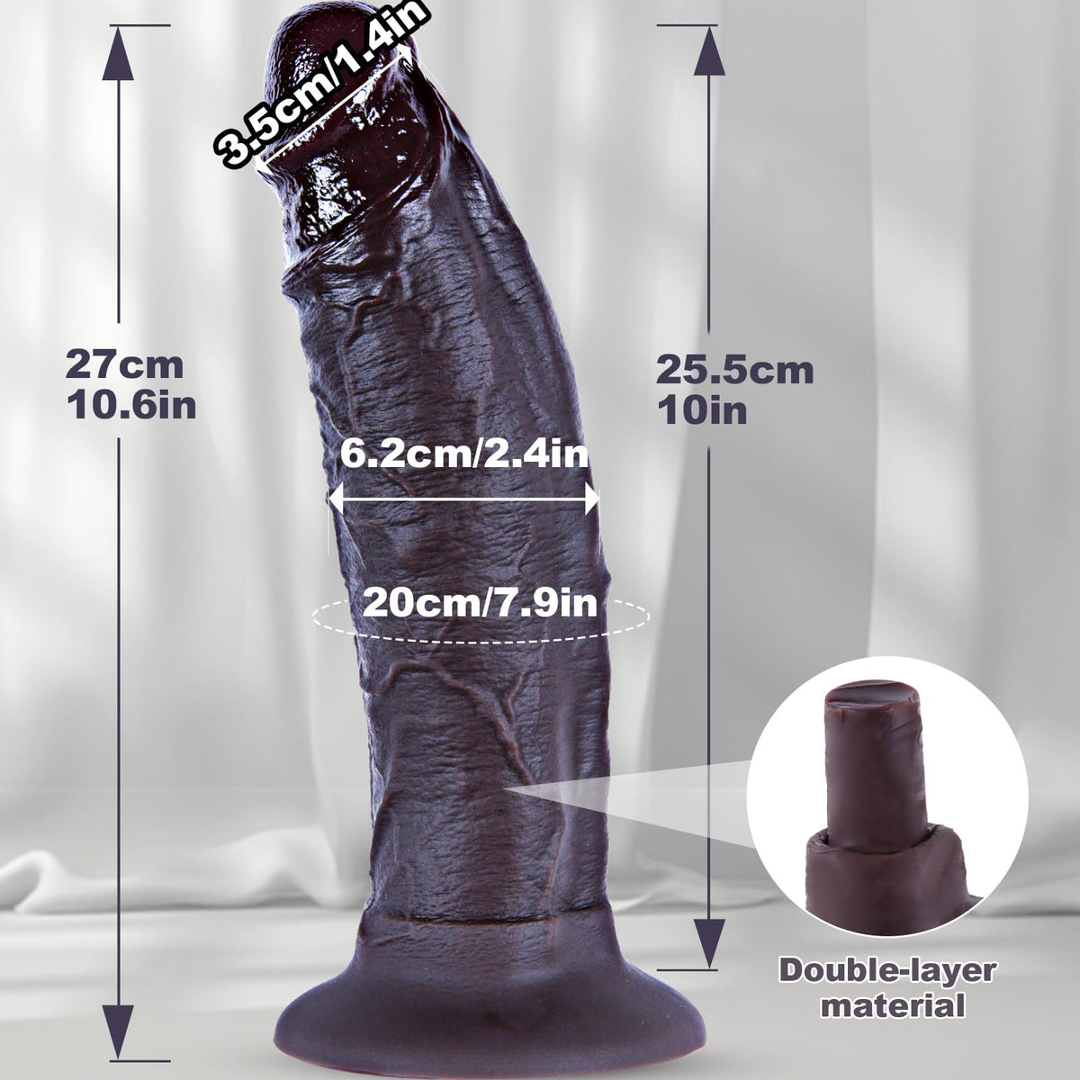 10.6" Dual Density Silicone Dildo Suction Cup U5610