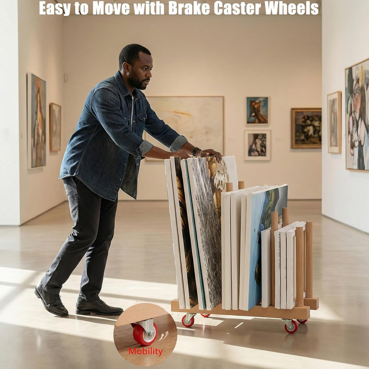 Artwork Storage Rack with Brake Caster Wheels 12in K53946