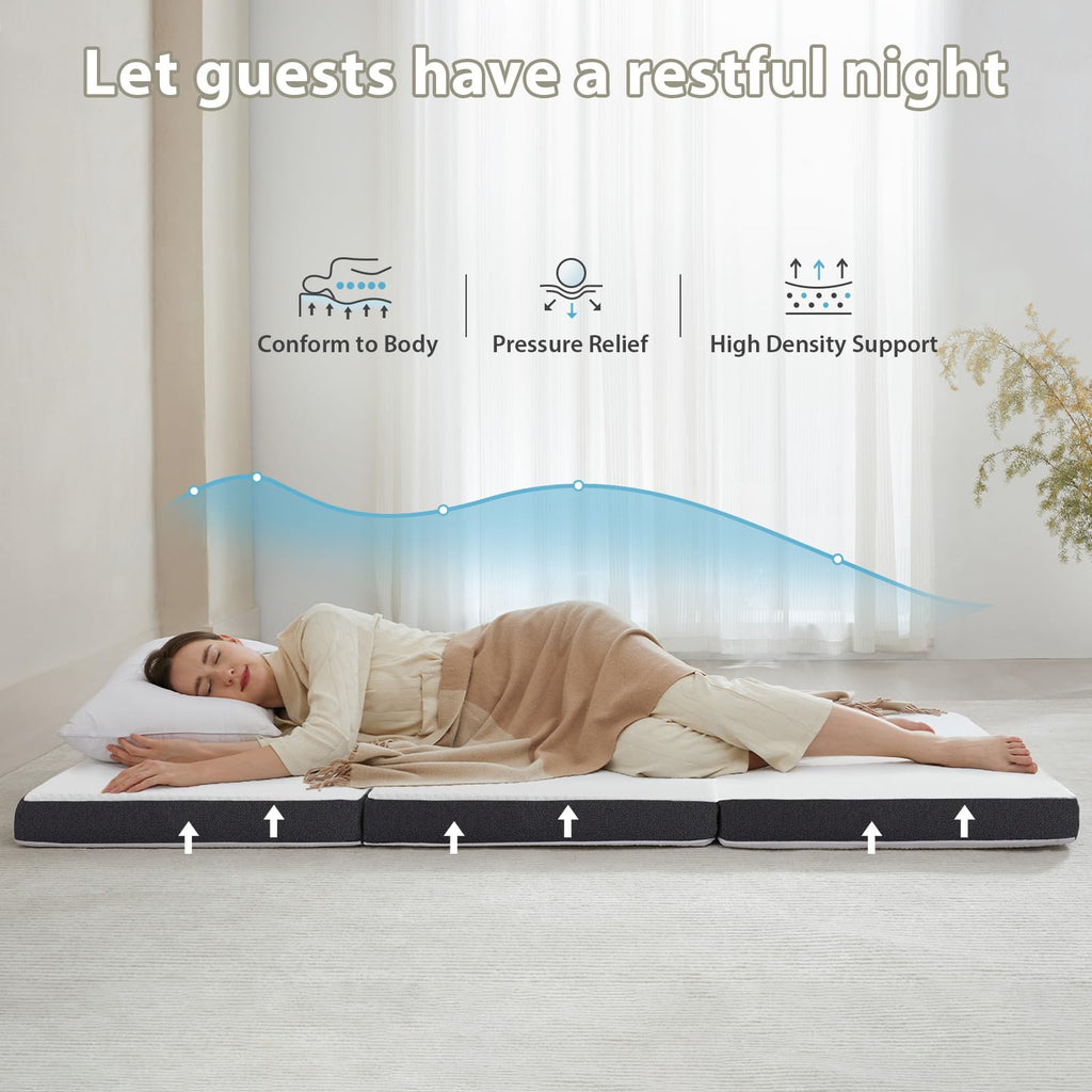 3 inch Tri Fold Memory Foam Mattress with Washable Cover O260837