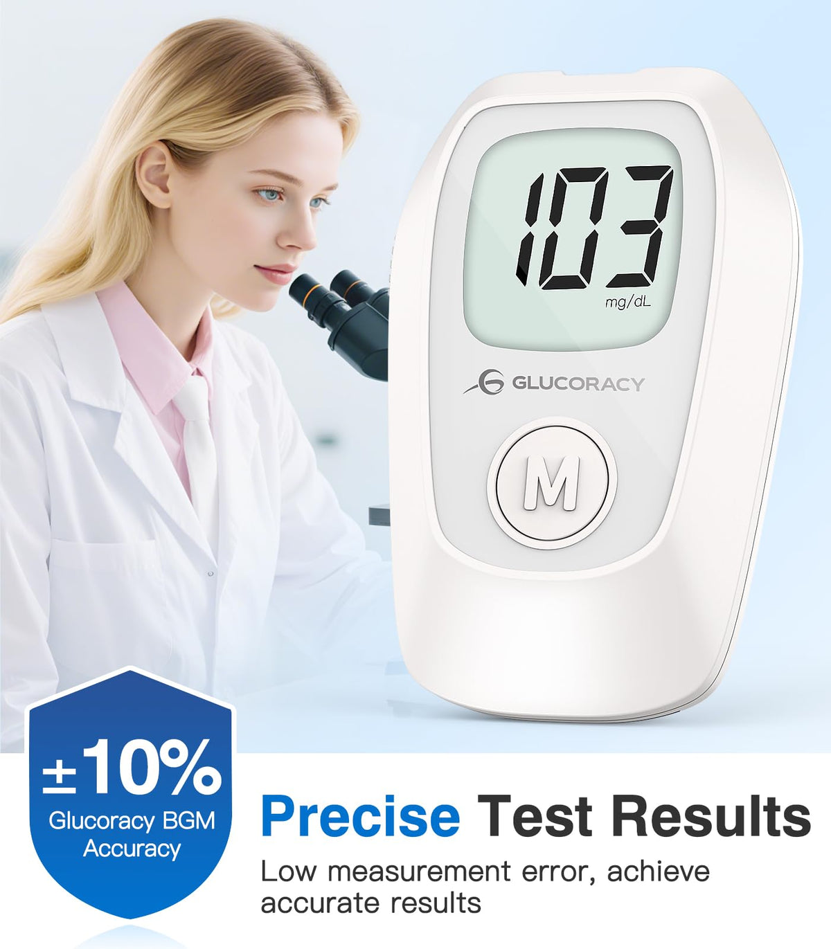 Glucose Monitor Kit, 100 Blood Glucose Strips, No Coding O9261