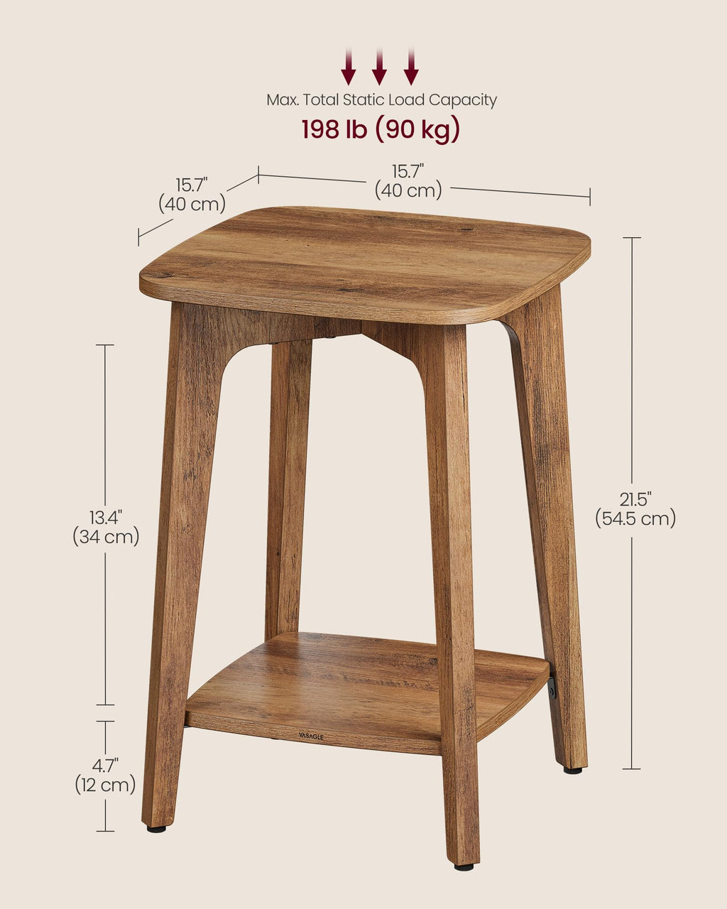 2-Tier Small Square Side Table Set of 2 L716481
