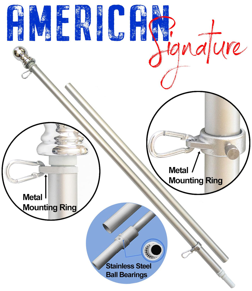 3x5 ft US Flag and 6 ft Aluminum Flag Pole Kit with Holder U3312