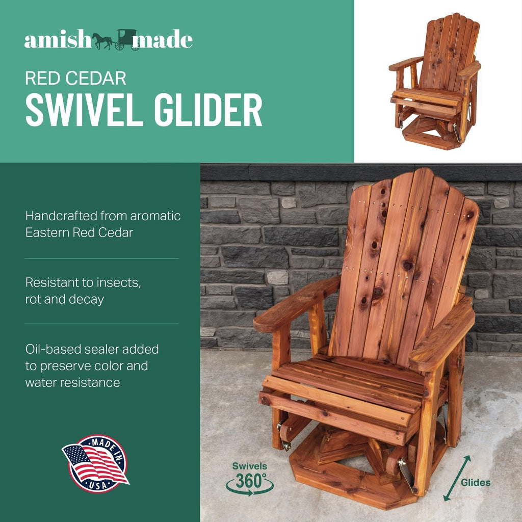 Cedar Adirondack Swivel Glider Outdoor Patio Chair G30699