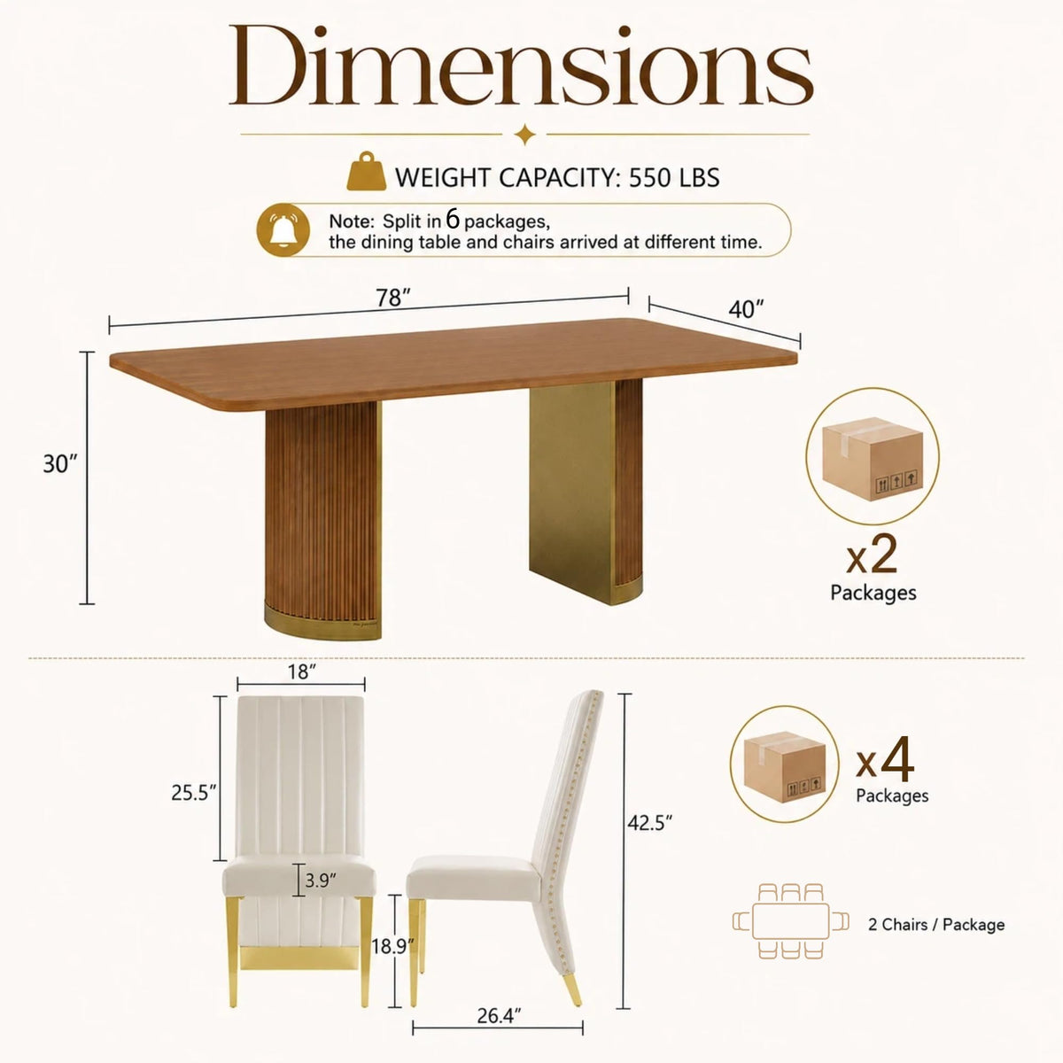 78" Walnut Dining Table Set with White Leather Chairs for 8 S53432