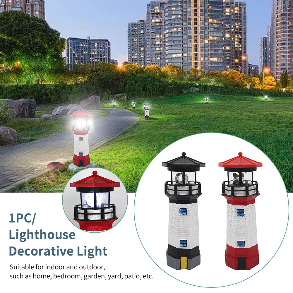Solar Lighthouse Outdoor Decor with Rotating Beacon M685846