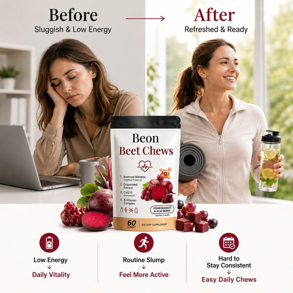 Beetroot Chews Gummies with Grape Seed & L-CoQ10, 60 Chew V827990