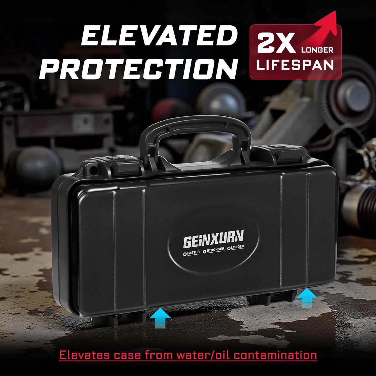 Black Steel Tool Box with Safety Latch and Handle J3467