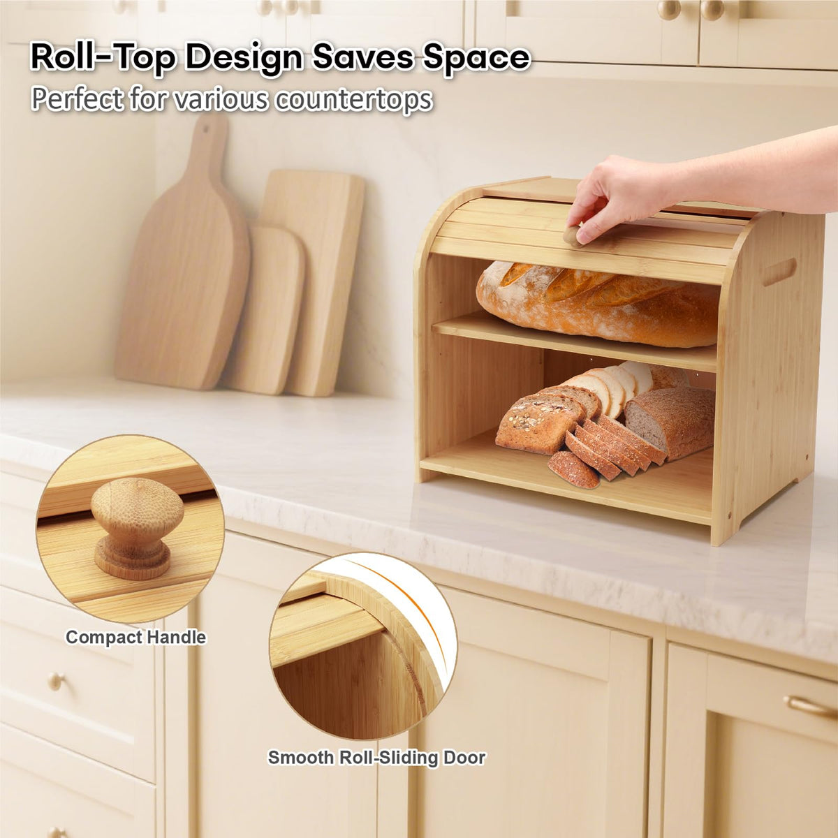 Bamboo 2-Tier Roll-Top Bread Box X127