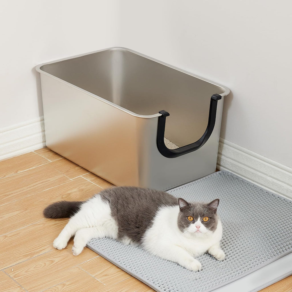 Extra Large Stainless Steel Cat Litter Box with High Sides E811