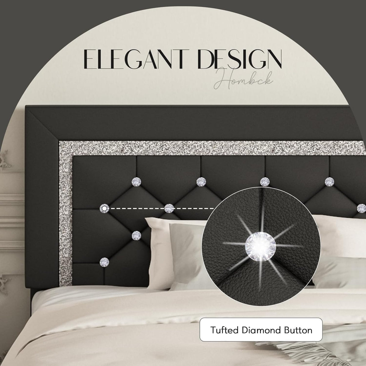 Full Size Upholstered Platform Bed with Headboard F965