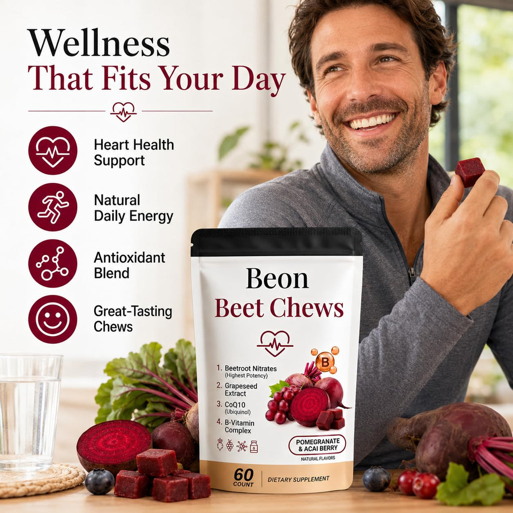 Beetroot Chews Gummies with Grape Seed & L-CoQ10, 60 Chew V827990