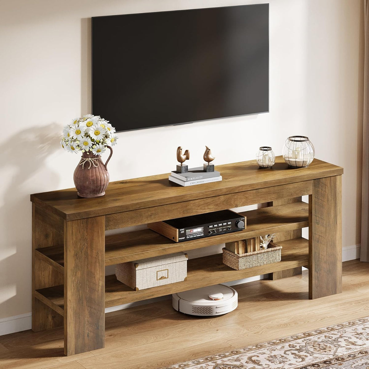 47" TV Stand with 3-Tier Open Storage Shelves V9822