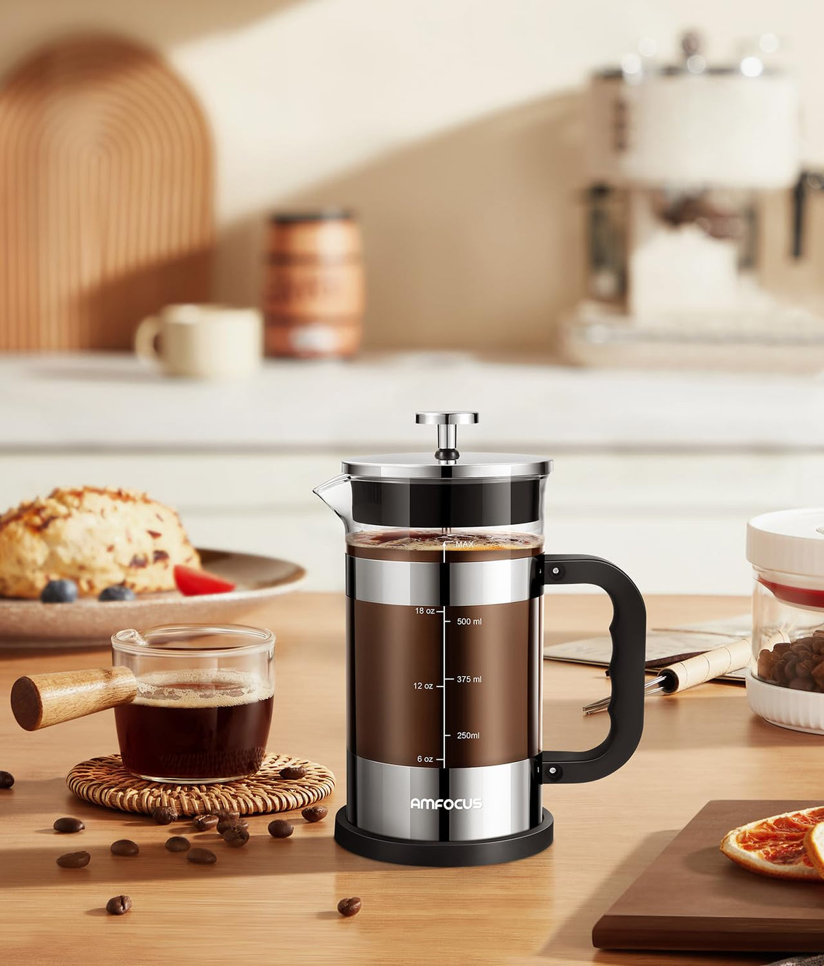French Press Coffee Maker 21OZ Borosilicate Glass Y123