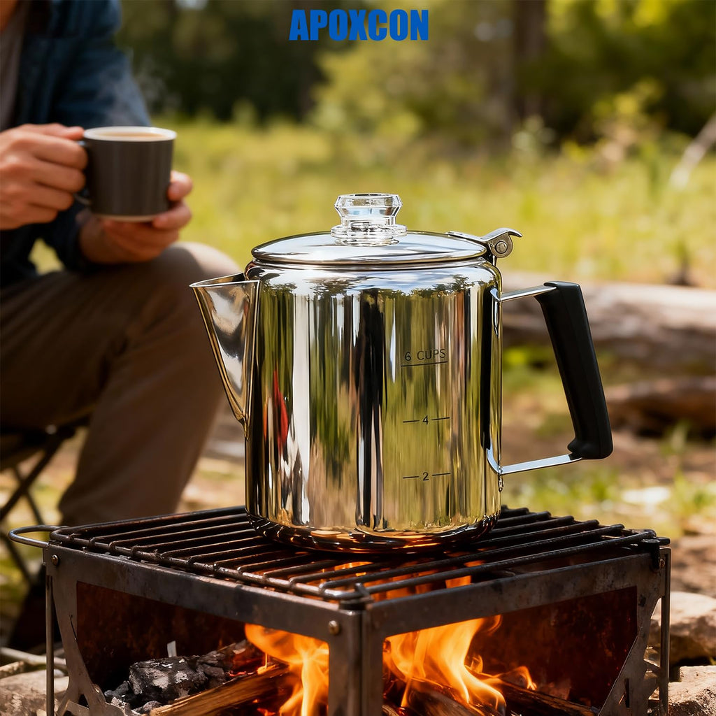 Stainless Steel Stove Top Percolator Coffee Pot 6 Cup I43599
