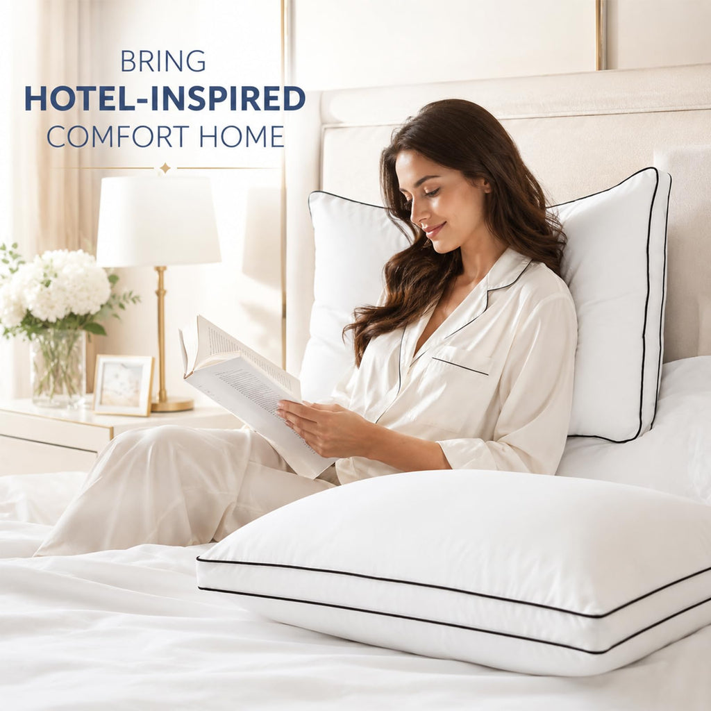 Queen Size Set of 2 Gusseted Bed Pillow M24868