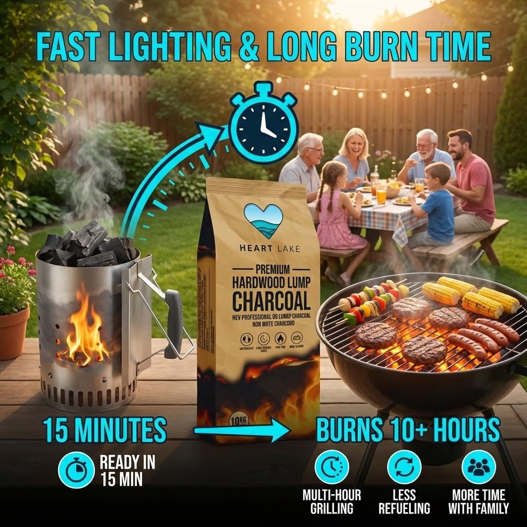 Hardwood Lump Charcoal 18 lb All Natural BBQ Grill Smoker Wood Charcoal L8359