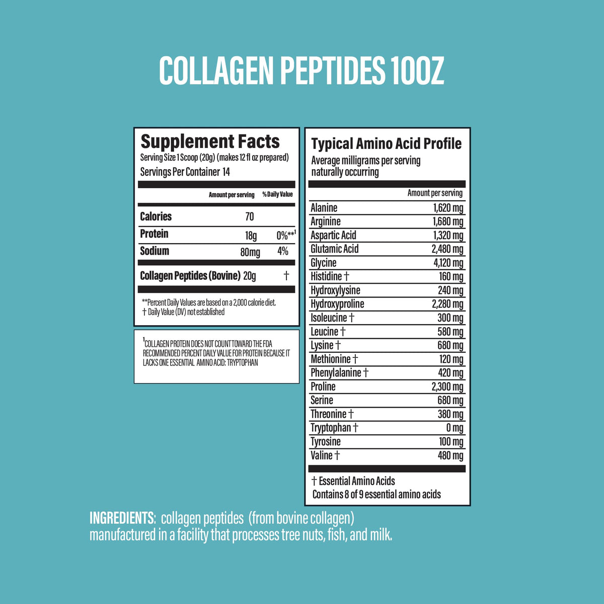 Unflavored Collagen Peptides Powder 10oz H518