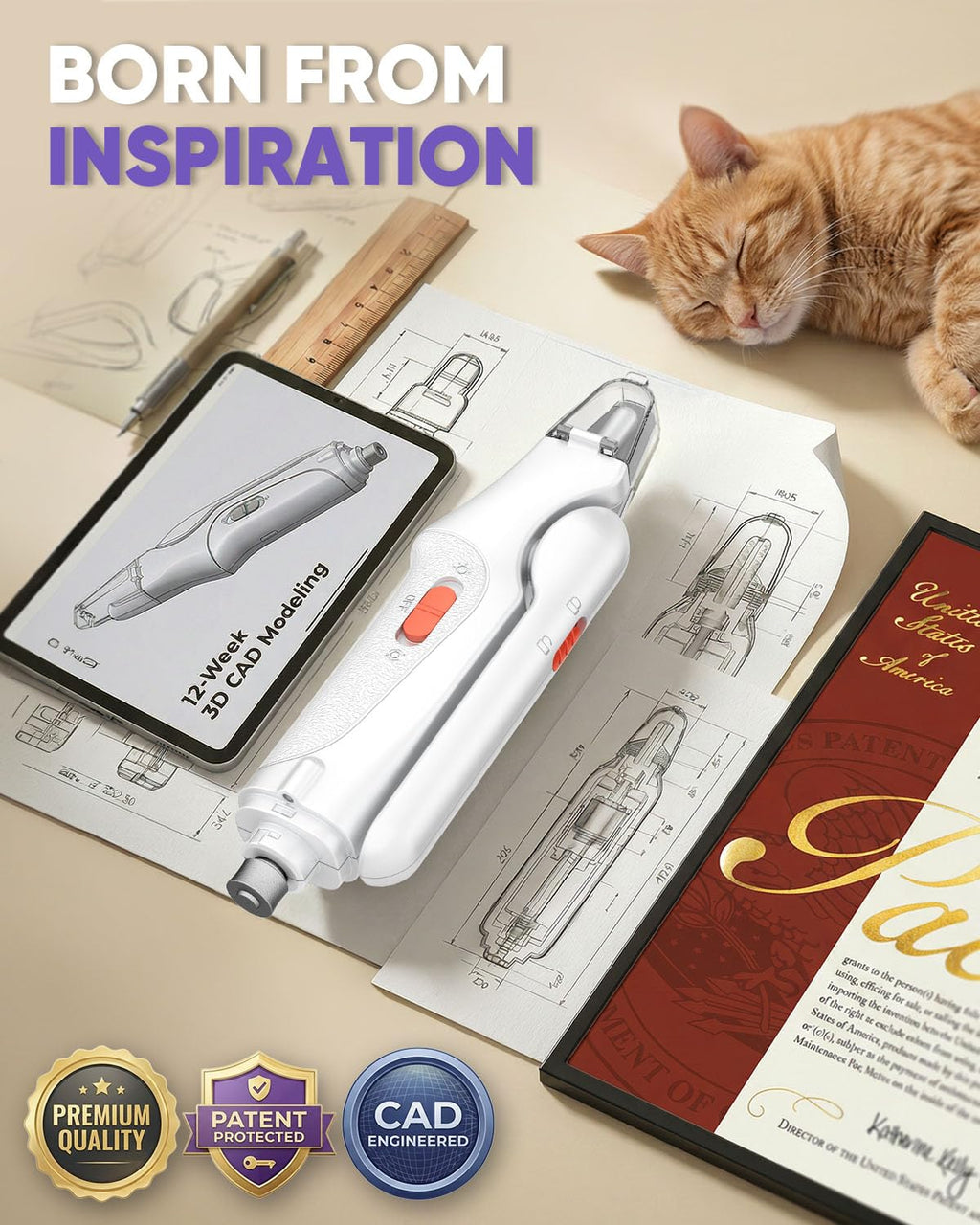 2-in-1 Cat & Dog Nail Clippers with Grinder and LED Lights C49288