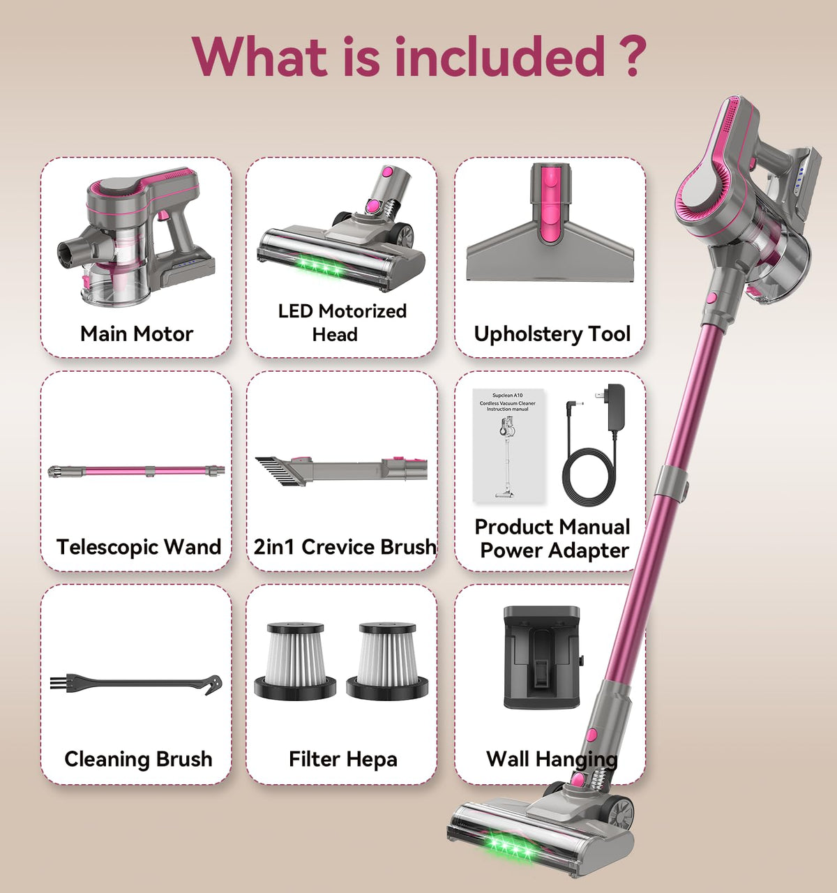 600W/50Kpa Cordless Stick Vacuum Cleaner H456