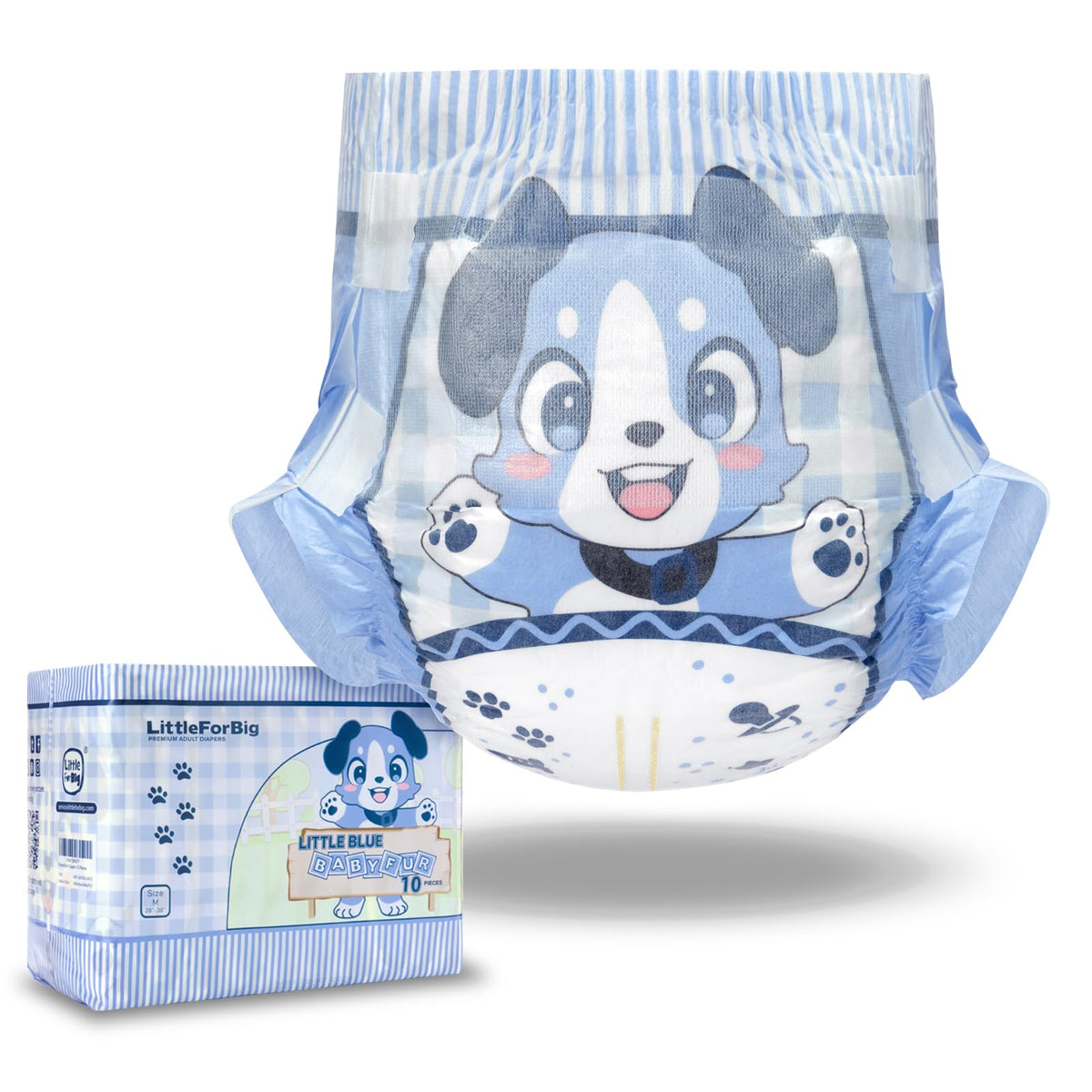 Adjustable Hook-and-Loop Fastener Closure Adult Printed Cloth Back Diaper 10 Pieces Medium 28"-38" J74459