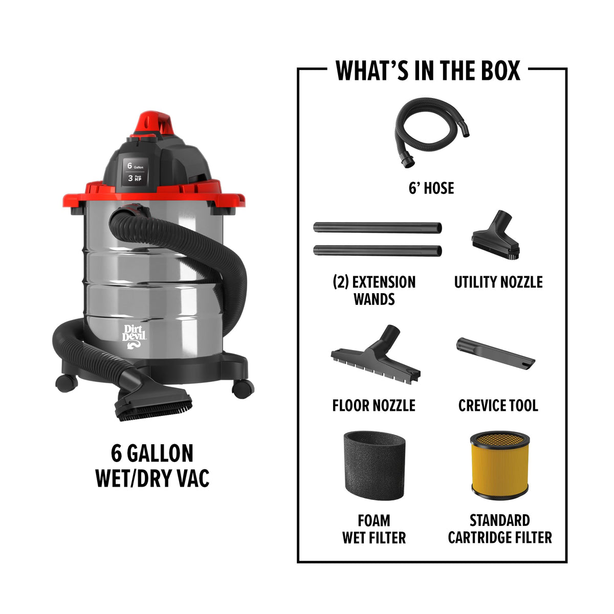 6 Gallon Corded Wet Dry Shop Vacuum P81299