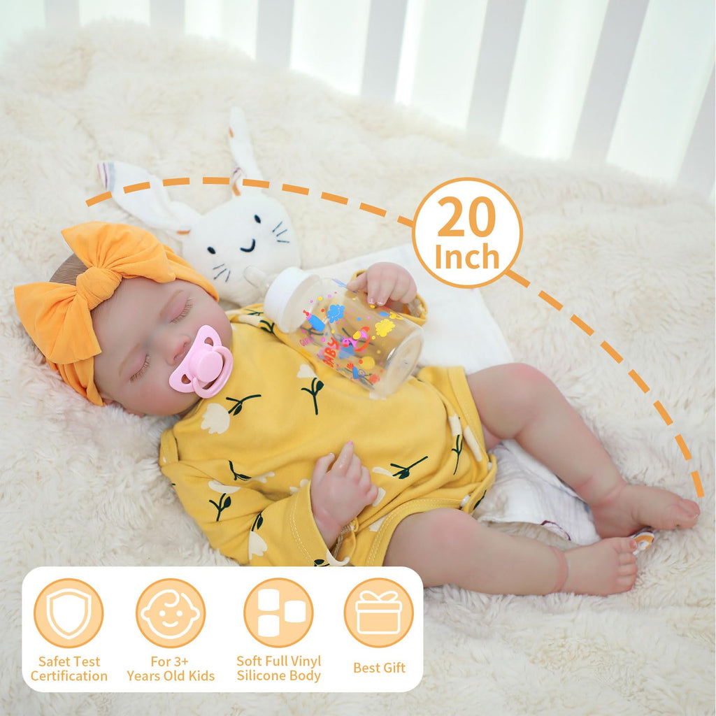 20 Inch Realistic Sleeping Newborn Baby Doll Full Vinyl Body W12624
