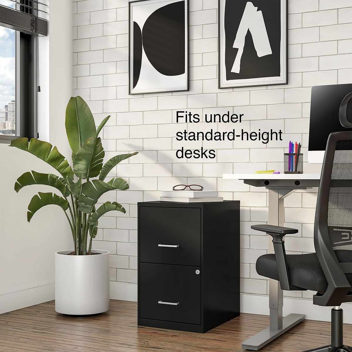 Black 2-Drawer Letter Size File Cabinet E542