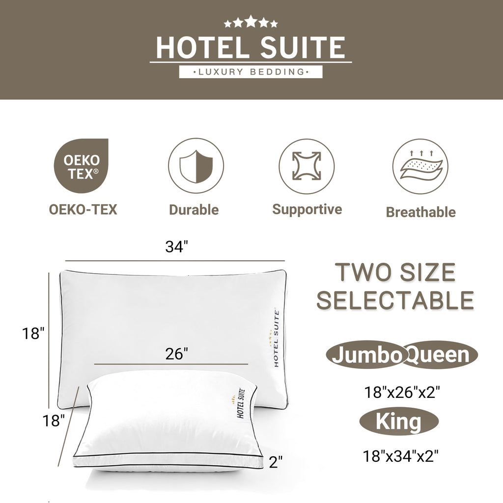 King Size Set of 2 Medium Soft Bed Pillows T154252