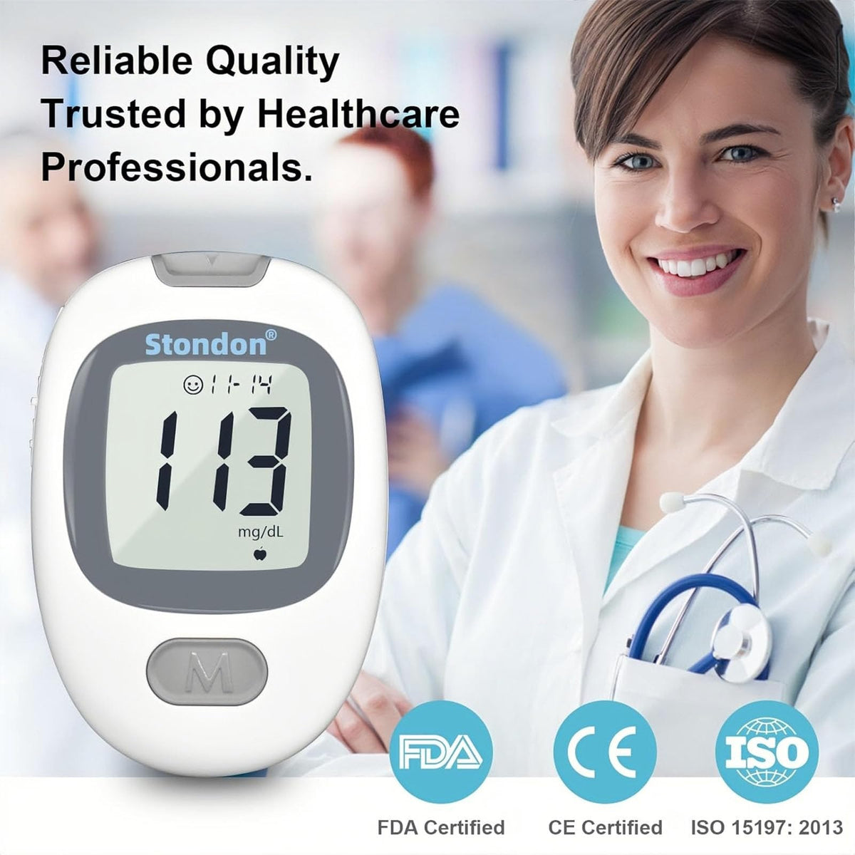 Blood Glucose Monitor Kit, 50 Strips & Lancets L540757