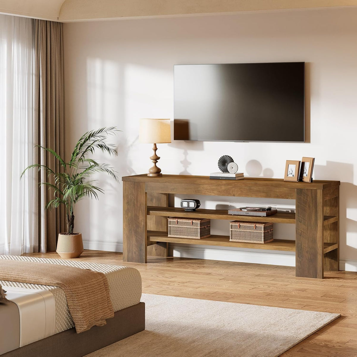 47" TV Stand with 3-Tier Open Storage Shelves V9822