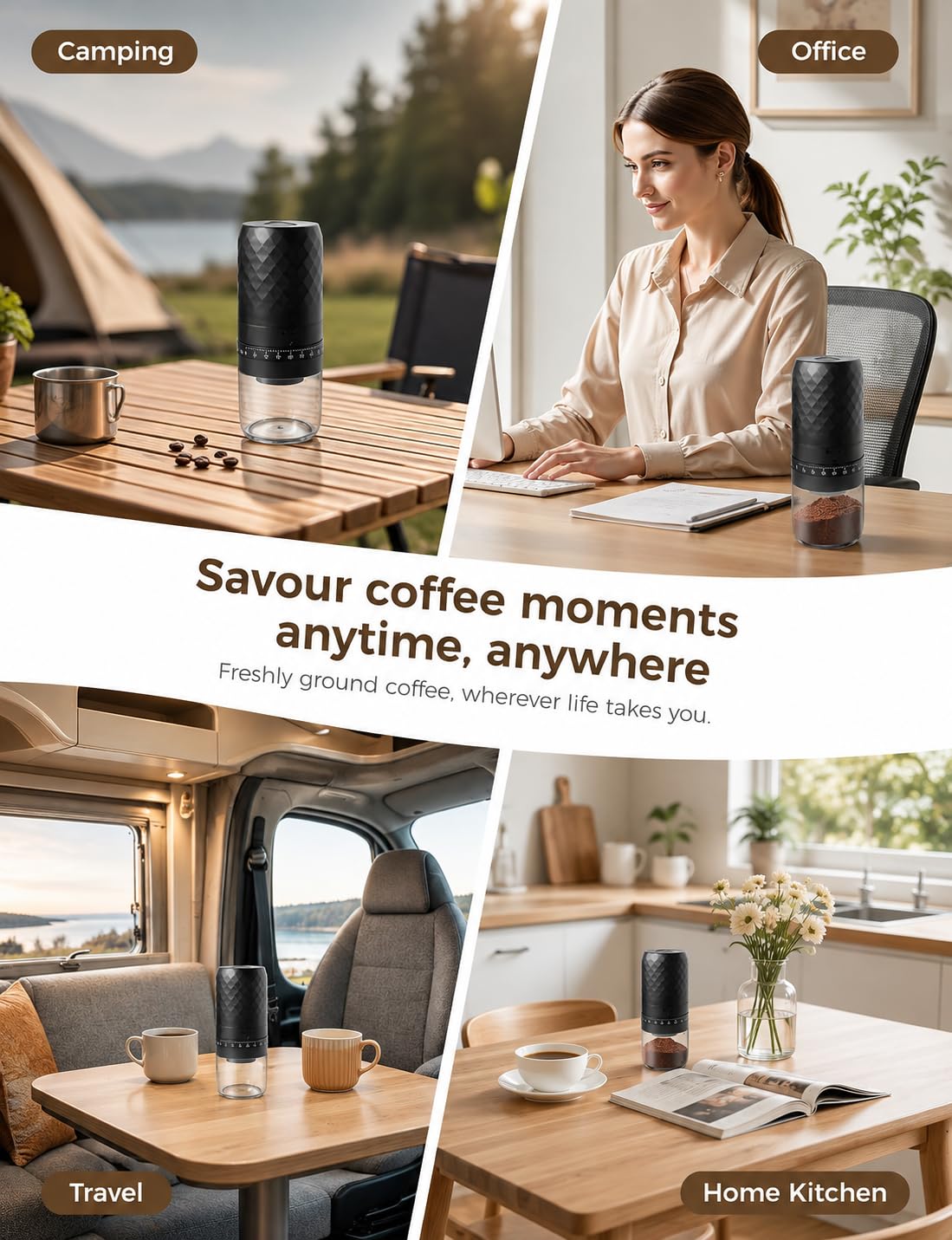 Portable Electric Coffee Grinder with 40 Adjustable Settings J7372