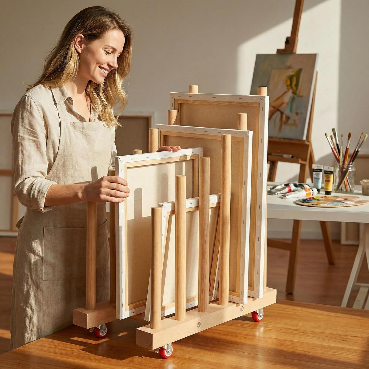 Artwork Storage Rack with Brake Caster Wheels 12in K53946