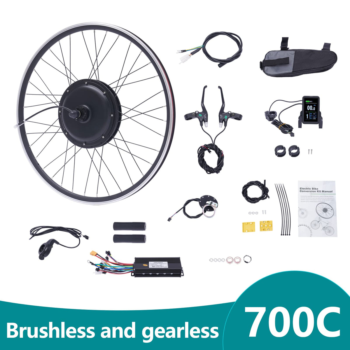 48V 1000W E-Bike Conversion Kit with Display Brushless Gearless Motor K716