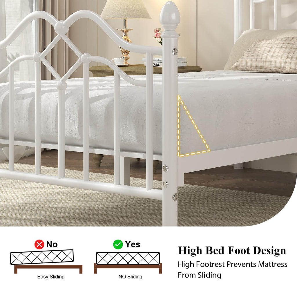 Twin Size Bed Frame with Victorian Headboard & Footboard L27294