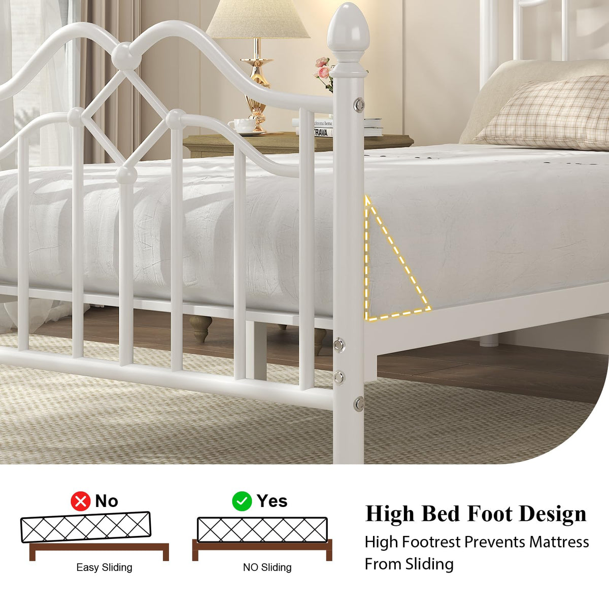 Twin Size Bed Frame with Victorian Headboard & Footboard L27294