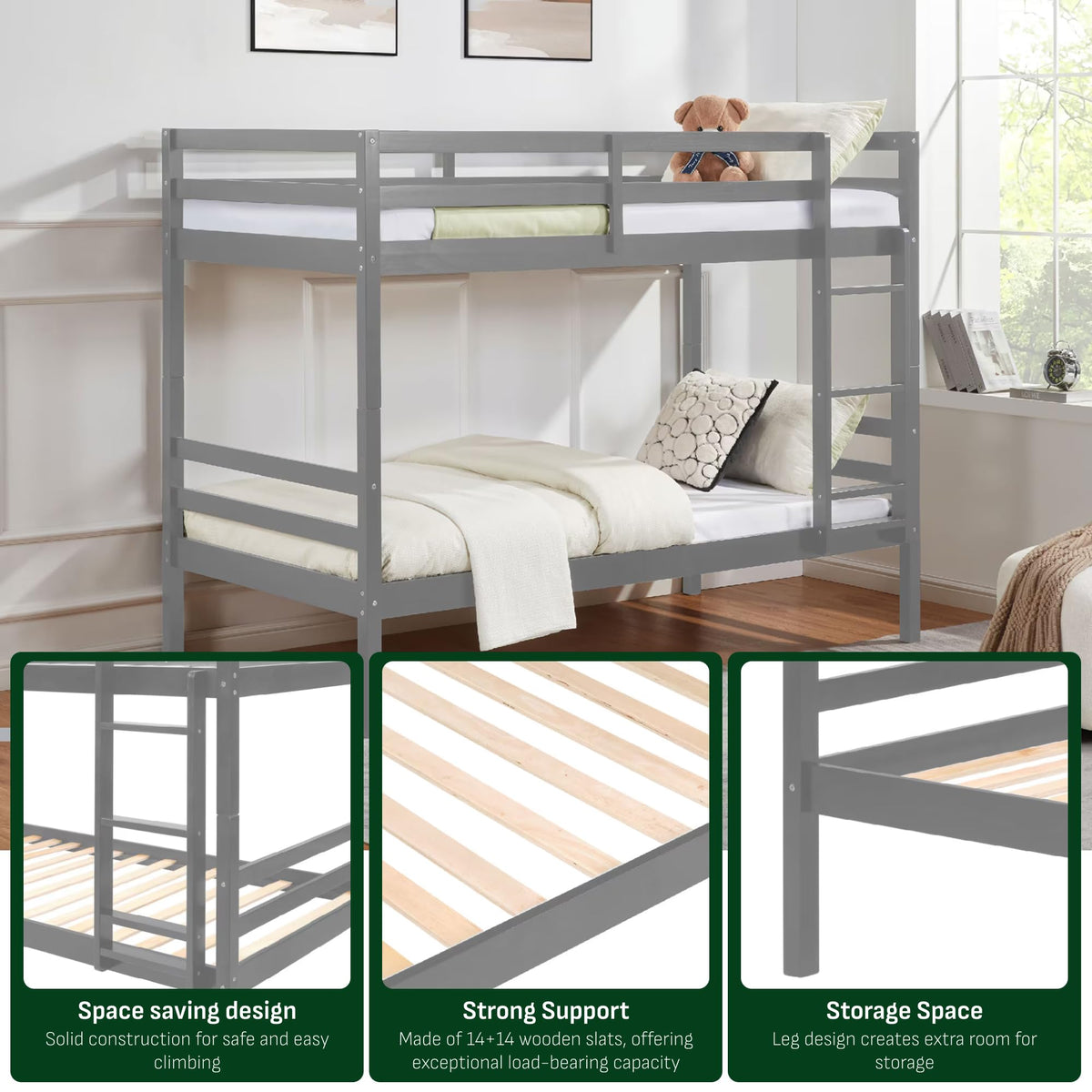 Twin Over Twin Solid Wood Bunk Bed M964243