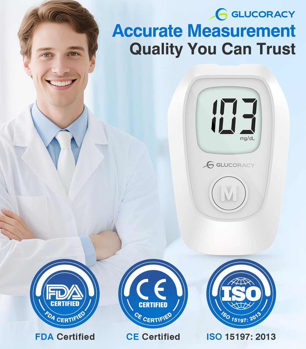 Glucose Monitor Kit, 100 Blood Glucose Strips, No Coding O9261