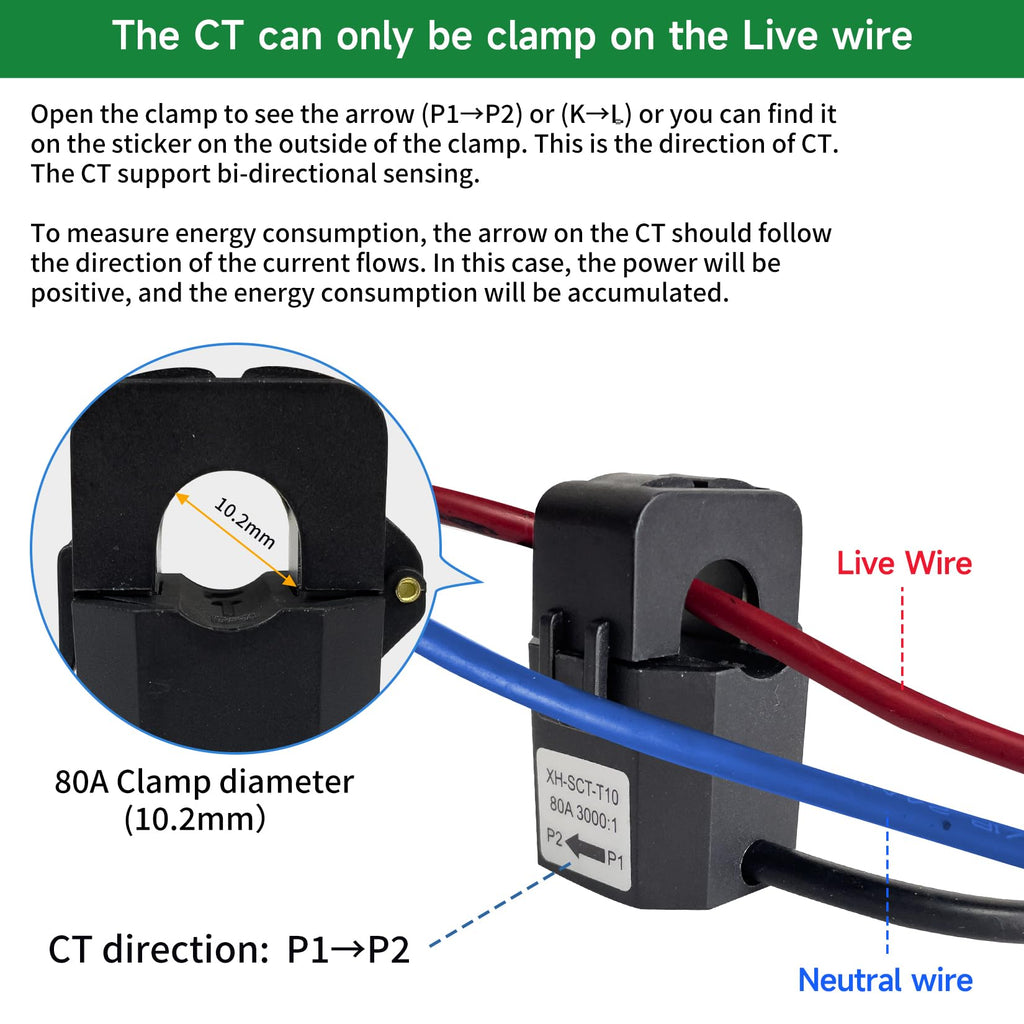WiFi Energy Monitor with 2 * 80A Clamps J708005