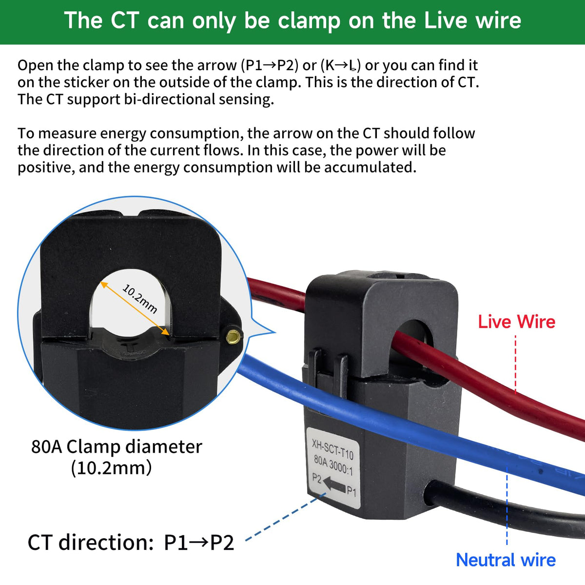 WiFi Energy Monitor with 2 * 80A Clamps J708005