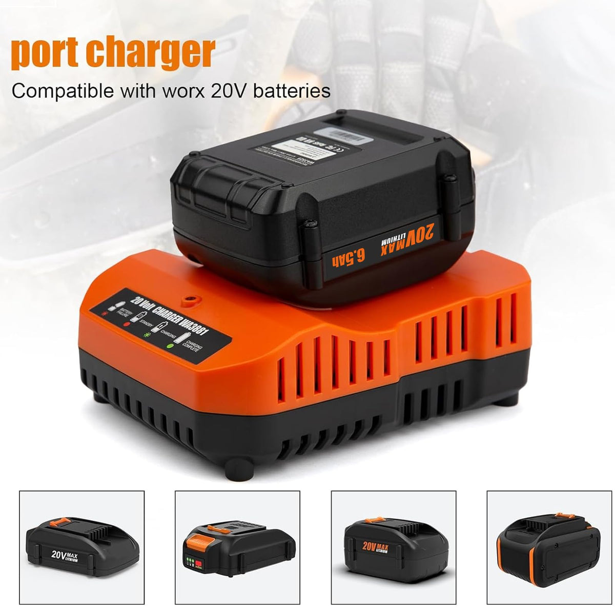 2 Pack 6.5Ah Replacement 20v Lithium Battery and Charger Kit G711