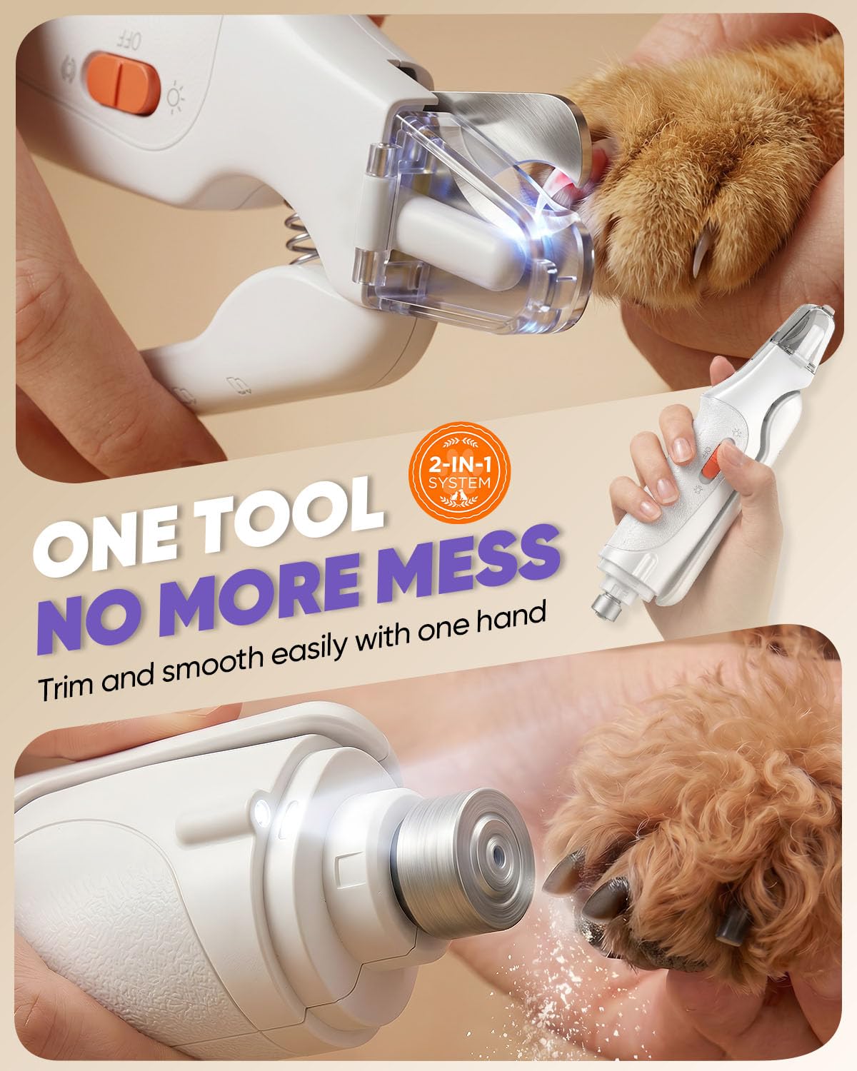 2-in-1 Cat & Dog Nail Clippers with Grinder and LED Lights C49288