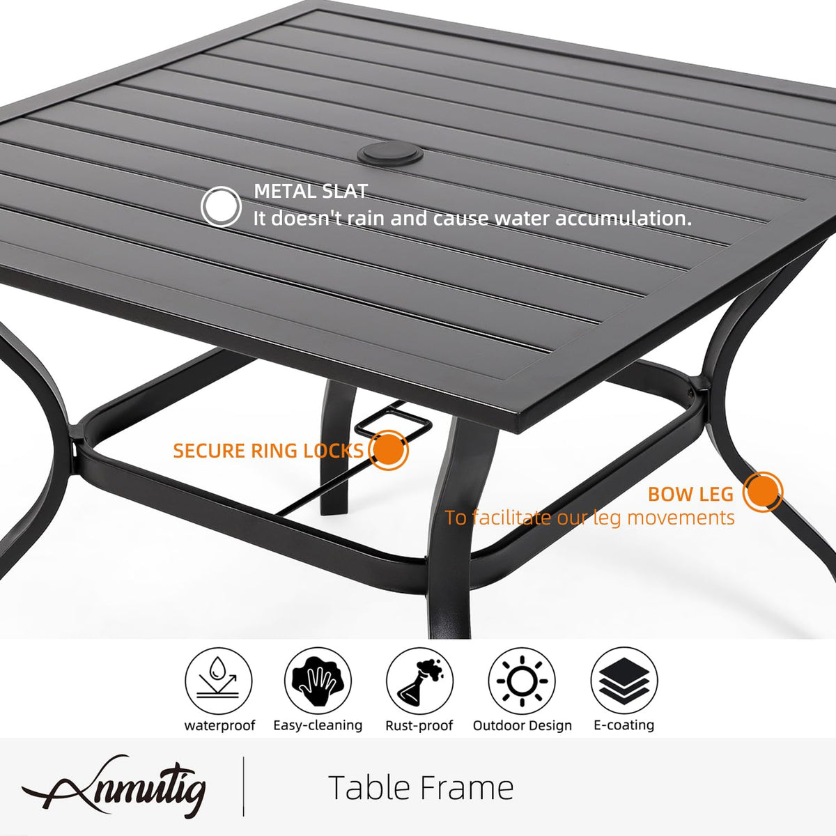 5 Piece Outdoor Dining Set with Grey Stackable Chairs and Square Table T47660