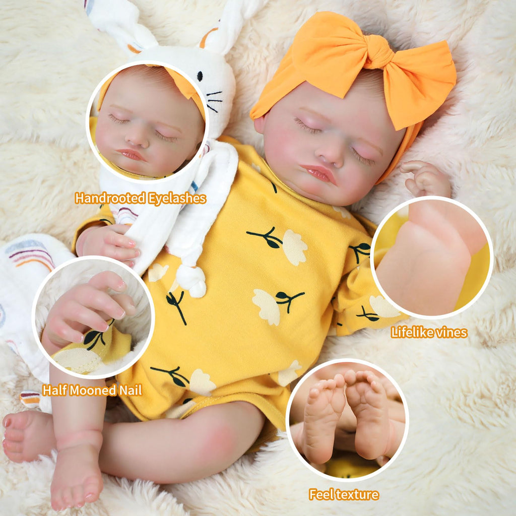 20 Inch Realistic Sleeping Newborn Baby Doll Full Vinyl Body W12624