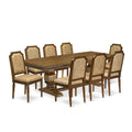9 Piece Dining Table and 8 Beige Polyester Fabric Chairs K367