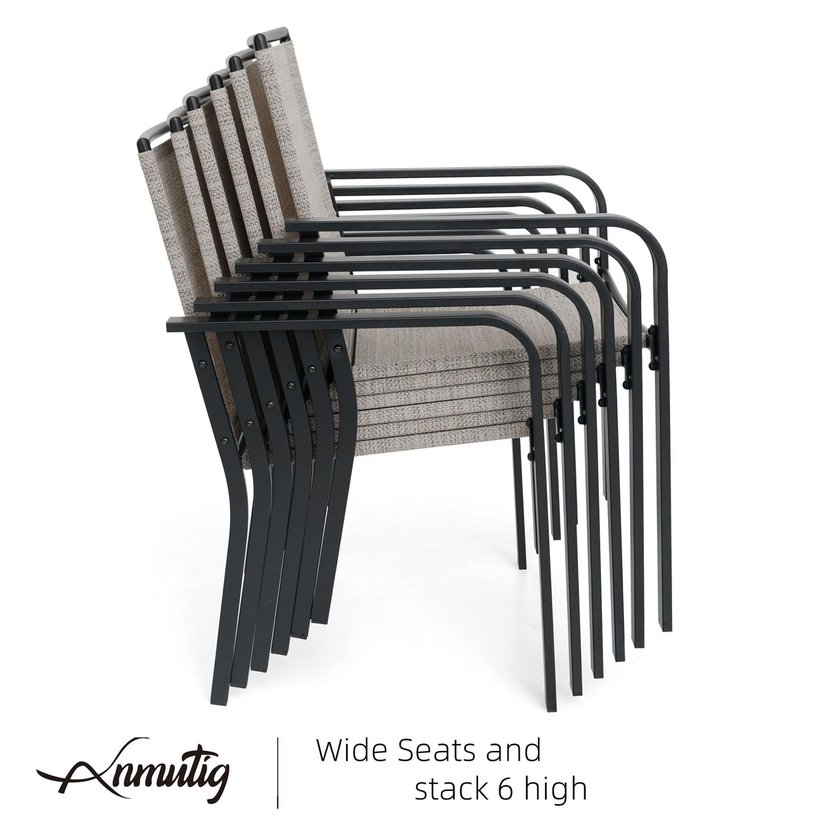5 Piece Outdoor Dining Set with Grey Stackable Chairs and Square Table T47660