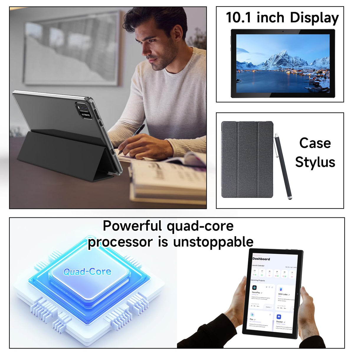 10 Inch Android Tablet with Case and Stylus W8977