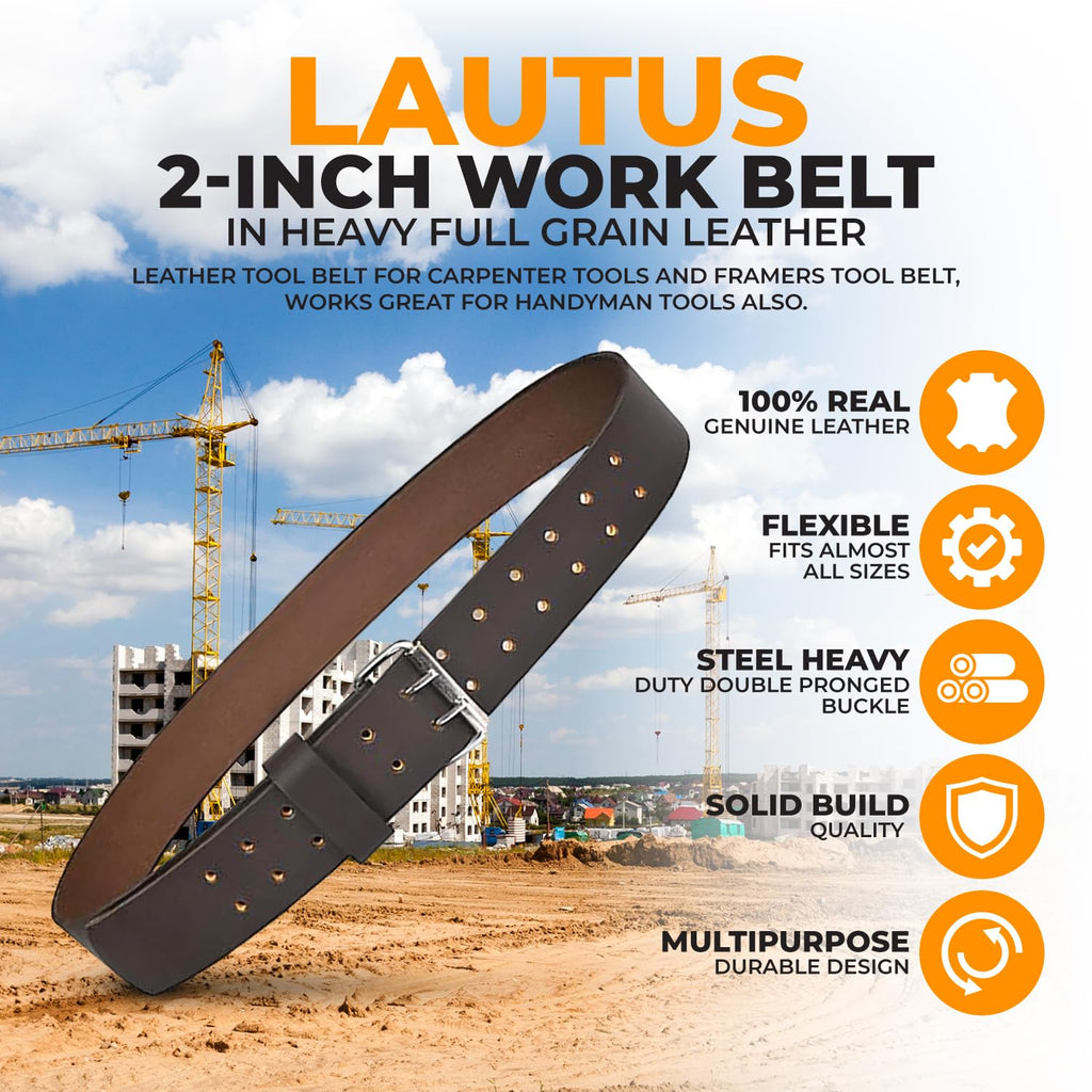 2" Heavy Duty Genuine Top-Grain Leather Tool Belt X973
